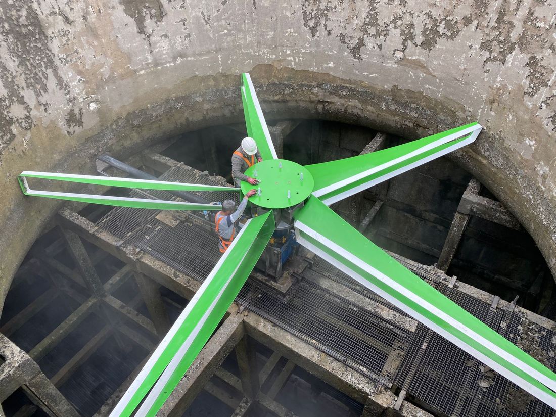 GT Green Fan installed in a concrete fan stack at a power plant